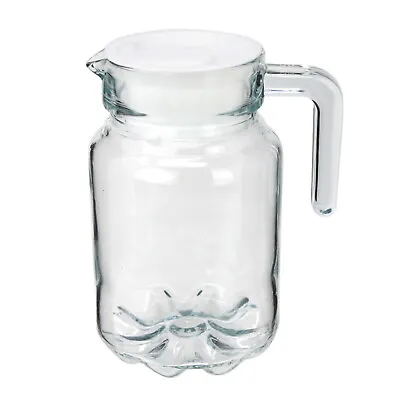 Buy Glass Fridge Jug Small Pitcher With Lid Non Drip Spout Milk Juice Water Table • 8.75£