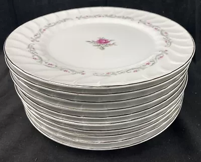 Buy Vintage Royal Swirl Fine China Japan Pink Rose 10 1/4  Dinner Plates Set Of 10 • 26.56£