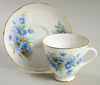 Buy Royal Sutherland Staffordshire Blue Flowers Fine Bone Tea Cup And Saucer England • 14.27£