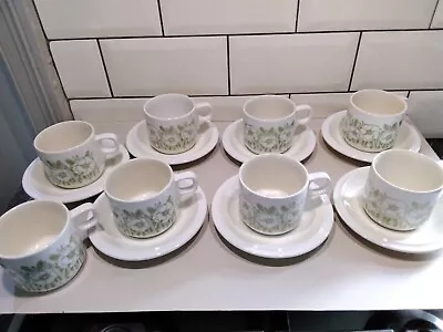Buy Vintage Retro Hornsea Pottery Fleur Pattern , 8 X Teacups With 7 X Saucers • 18£