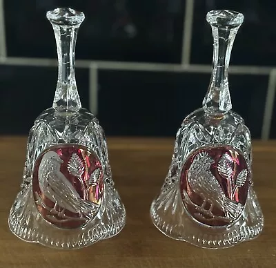 Buy Vintage Ruby Red Crystal Cut Glass Bells • 15£