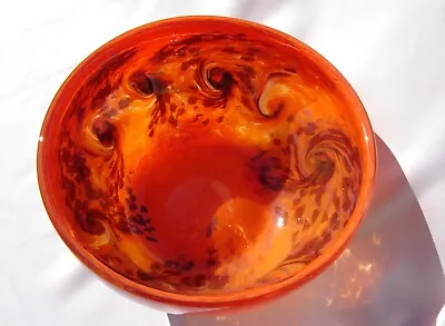Buy Vintage Vasart Strathearn Art Glass Rare Orange Large Bowl Crieff Scotland  • 180£