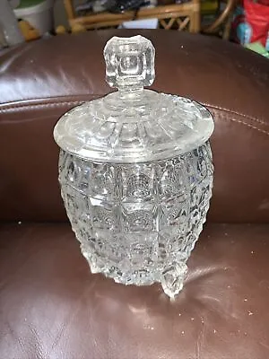 Buy ANTIQUE GLASS JAR & COVER. Cylindrical 9” Tall • 4£