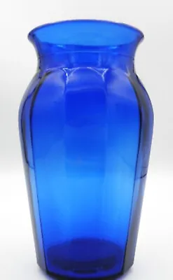 Buy Cobalt Blue Glass Vase Optic Design Vintage Heavy Well Made Classic Design 7 In. • 15.48£