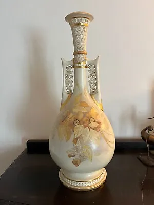 Buy Large Victorian Royal Worcester Persian Style Handled Floral Vase. Gilded. 1886 • 79.99£