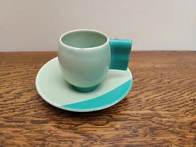 Buy Art Deco Carlton Ware Modern Coffee Cup And Saucer Two-Tone Green • 10£