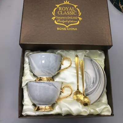 Buy Porcelain Tea Cup Coffee Mug Set For Morning Tea China Coffee Mug Tea Cup Gold • 16.99£