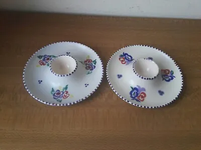 Buy 2X  Poole Pottery Eggcup Egg Cup Dish Floral Bundle / Set Of 2 • 21.99£