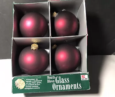 Buy Set Of 4 Kmart Mouth Blown Glass Ball Ornaments From Guatemala Burgundy Opulence • 16.10£