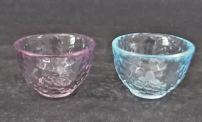 Buy Scandinavian Glass Cold Sake Cups Shot Glasses Light Blue & Lavender - Set Of 2 • 20.87£