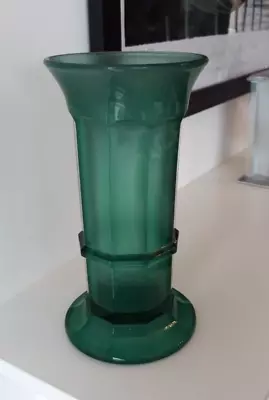 Buy Vintage 1930s Davidson Cloud Glass Green 20cm Vase • 29.95£