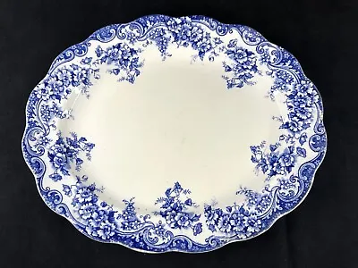 Buy Vintage Blue & White Floral Print Platter Cottage Farmhouse Serve-ware Decor • 16£
