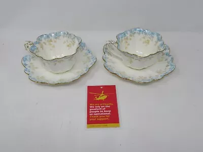 Buy The Foley China Cup & Saucer Set X 2 Empire Shape Trailing Lilly              G5 • 5.95£