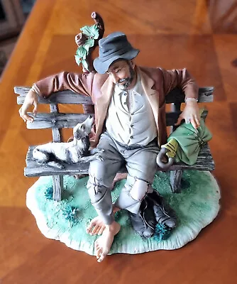 Buy Capodimonte Figurine By Toni Cingano ~ Tramp On A Bench With His Dog. Large • 132£