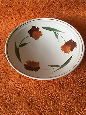 Buy Large Hand Painted Poole Pottery Pedestal Bowl 35cm Wide Orange Brown Flowers • 24.99£