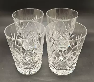 Buy 4 X Vintage Crystal Cut Glass Tumblers 10 Cms Tall Fan Design 250ml • 18.99£