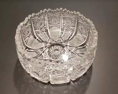 Buy Vintage Crystal Bowl, 6.75'' Diameter, Floral Star Etched, Sawtooth Rim • 19.91£