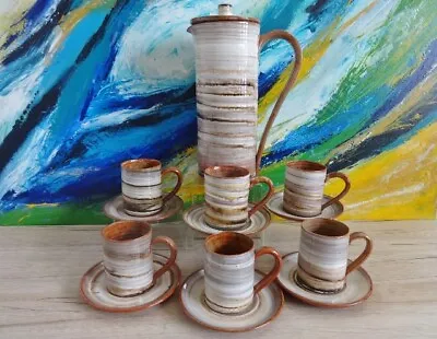 Buy Wold Pottery Hand Thrown Set Coffee Pot & 6 Cups & Saucers • 45£