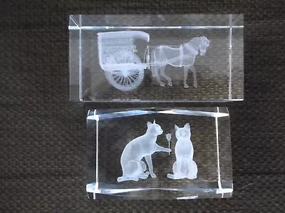 Buy 2 Glass Paperweight Horse & Cart & Cats Ringtons • 4.99£