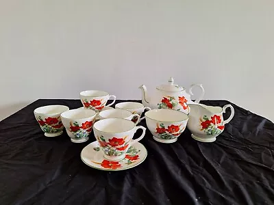 Buy Duchess Fine English Bone China 15 Piece Tea Set Poppies • 17.75£