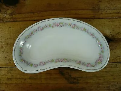 Buy 1914-1925 W H Grindley Dainty Pattern Blue Band Pink Roses Kidney Shaped Bowl • 3.77£