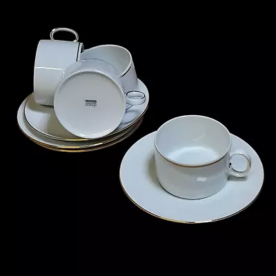Buy Thomas Medallion Cups And Saucers X4 Germany Vintage White Gold Edge • 22.99£