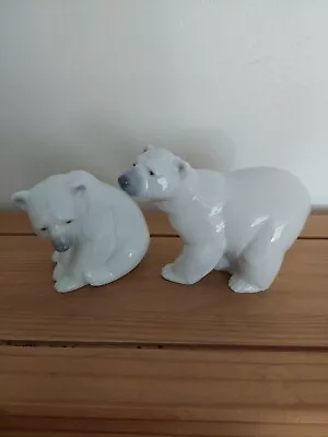 Buy Set Of Lladro Polar Bears 'Seated Polar Bear' And 'Atentive Standing Polar Bear • 24.36£