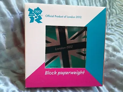 Buy Olympic 2012 Block Paperweight Dartington Glass Green Union Jack • 6.49£