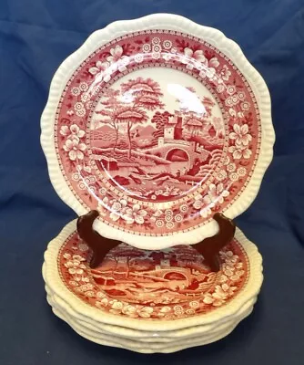 Buy Six Pink Red Copeland Spode's Tower Dinner Plates - Oval Mark • 120.05£