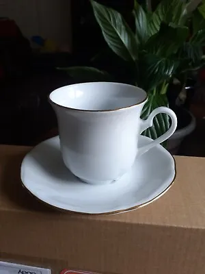 Buy Vintage White Bohemia Fine Bone China Cup & Saucer With Gold GILded  Rim • 3.99£