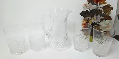 Buy Vintage Stuart Crystal STU29 Pattern Water / Juice / Pimms Jug & Four Glasses • 55£