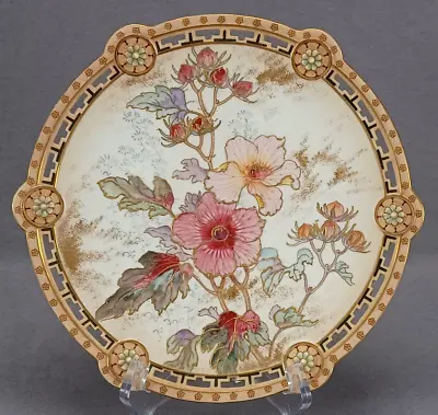 Buy Doulton Spanish Ware Hand Painted Pink & Raised Gold Floral Reticulated Plate B • 232.31£