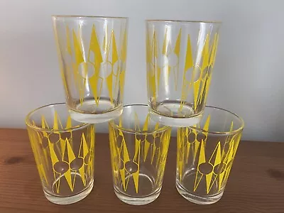 Buy 5 Vintage 1950’s Hardie Williamson Yellow Zulu Drinking Glasses – Retro • 5£