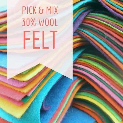 Buy Wool Blend Felt Square - Pick & Mix Your Colours - 9 Inch / 22cm Squares • 1.40£