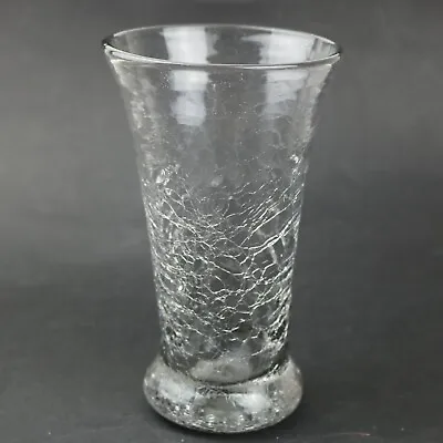 Buy Decorative Clear Crackle Glass Vase Hand Blown 18cm Tall Vintage Trumpet Shape • 12£