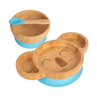 Buy 3pc Tiny Dining Blue Koala Bamboo Baby Feeding Set Kids Plate Bowl Spoon • 21£