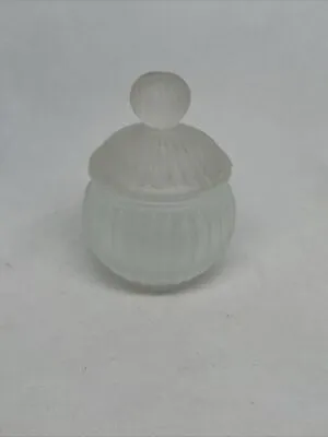 Buy Small Frosted Glass Pot With Lid, Ridged Design With Round Handle • 4£