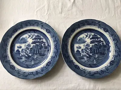 Buy 2 X BOOTHS SILICON CHINA DAVENPORT BLUE WILLOW DISPLAY PLATES • 4.99£