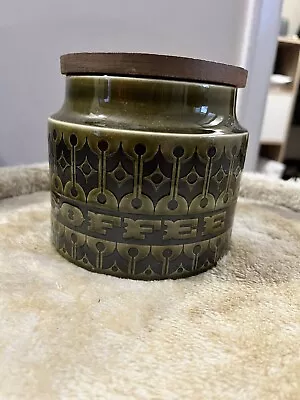 Buy Vintage Hornsea Heirloom Green Coffee Storage Jar Pot Ceramic Wooden Lid • 10£