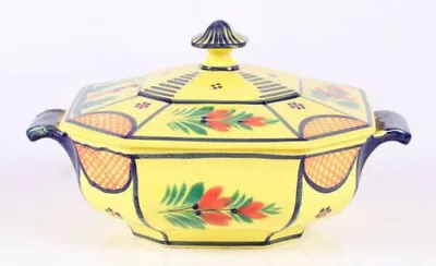 Buy Quimper Casserole Dish Vintage Yellow Soleil Folk Art Faience Pottery • 192.10£