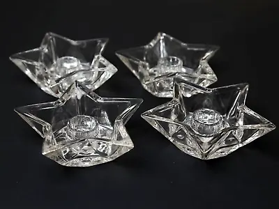 Buy Vintage Star Shaped Pressed Glass Candle Holders, Set Of 4 • 11.34£