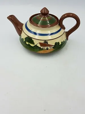 Buy VIntage Longpark Torquay Clay Glazed Pottery Small Motto Teapot Scenic-C.1930s • 18.99£