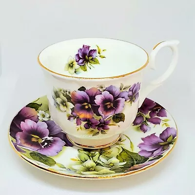Buy Duchess Porcelain Tea Cup And Saucer - Purple Flowers • 19.99£