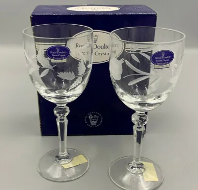 Buy Royal Doulton Crystal Glasses  Country Rose  Pair Of Goblets.Boxed. • 12.74£