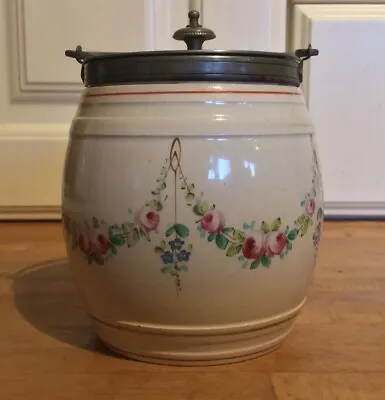 Buy James Macintyre Pot Hand Painted  Early Antique 1854-1867 EPNS Lid Rim Handle • 75£