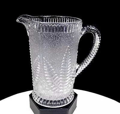 Buy George Davidson Glass England Stippled Fern Fronds Antique 6 Ribbed Pitcher 1880 • 59.55£