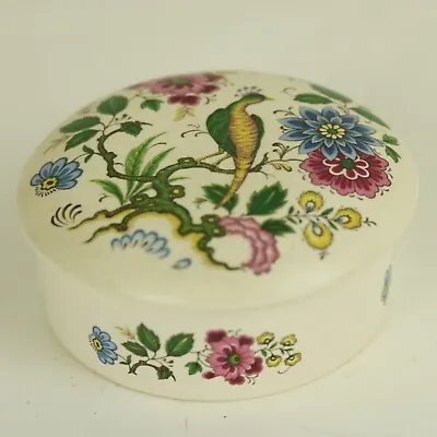Buy Purbeck Pottery Trinket Box Lidded Pot Round 10cm Bird Peacock Floral Vintage • 1£
