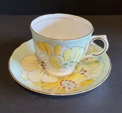 Buy Vintage Tuscan Cup & Saucer Set Pastel Flowers Made In England Footed • 31.68£