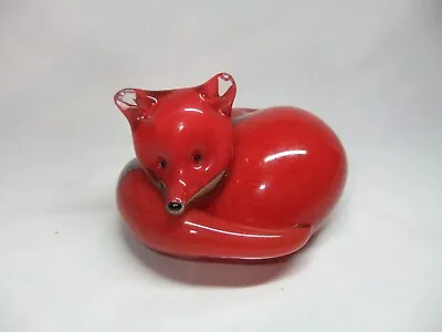 Buy Langham Paul Miller Signed Art Glass Fox At Rest Paperweight Figure W/ Stickers • 39.99£