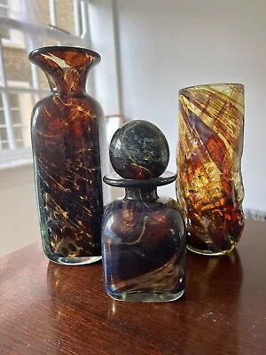 Buy Mdina Tortoiseshell Glass Bottle/Vase Set Of 3, 2 Are SIGNED • 40£